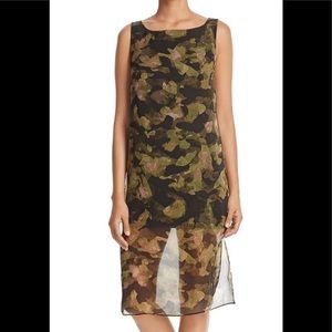 Kenneth Cole NY Green/Tan/Black Camo Midi Dress